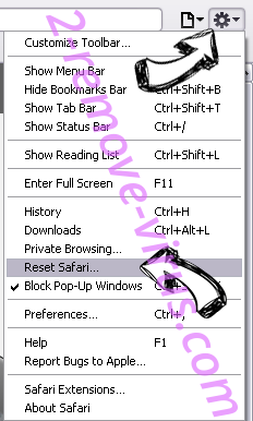 Yahoo Toolbar virus  Safari reset menu