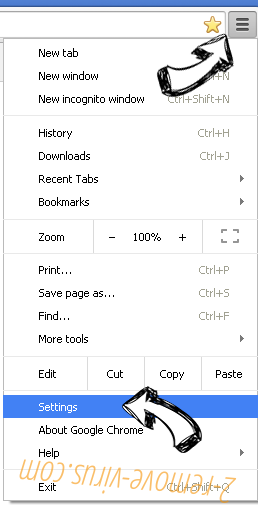 Newtab.page Chrome menu