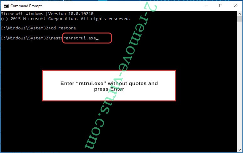Delete Qaqa ransomware - command prompt restore execute