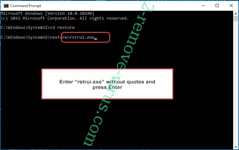 Delete CSP ransomware - command prompt restore execute