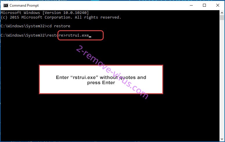 Delete Vyia Ransomware - command prompt restore execute