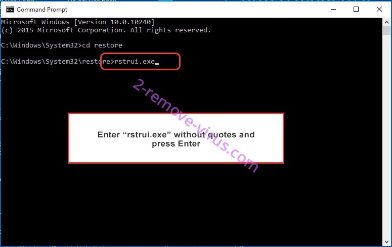 Delete .MZReverenge ransomware - command prompt restore execute