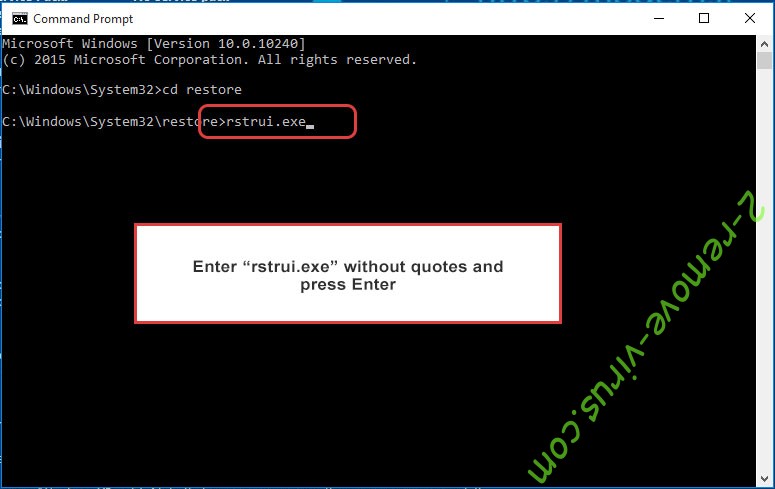 Delete Yatron Ransomware - command prompt restore execute