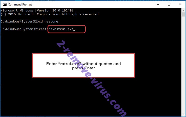 Delete .google ransomware - command prompt restore execute