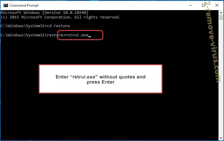Delete Lizscudata ransomware - command prompt restore execute