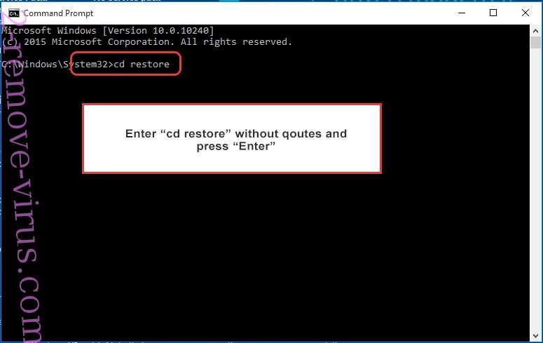 Uninstall Qarj ransomware - command prompt restore