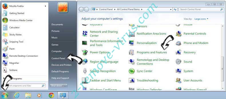 Uninstall Radio Hub Online redirect from Windows 7