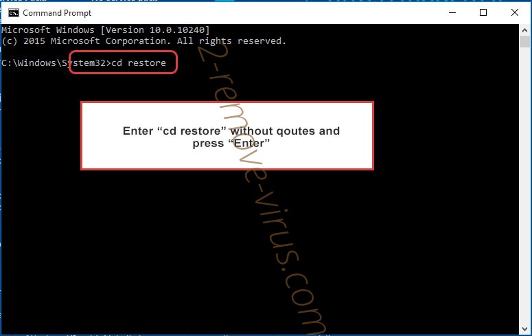 Uninstall ExilenceTG Ransomware - command prompt restore