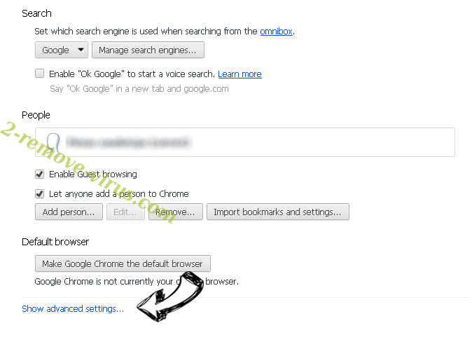 Kaldırmak CapitalProjectSearch Adware Chrome settings more