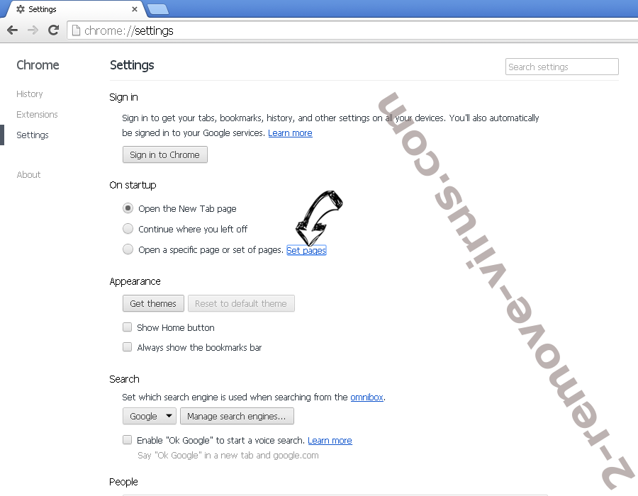 Alpha Search Browser Hijacker Chrome settings