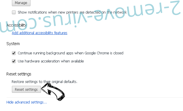 Searchgosearchtab.com Chrome advanced menu