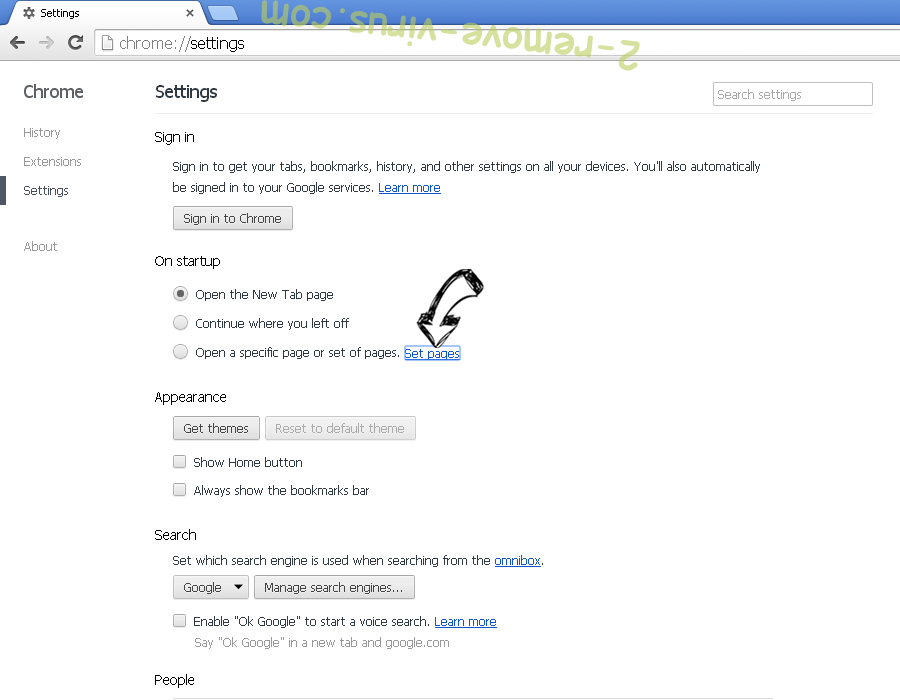 Searchgosearchtab.com Chrome settings