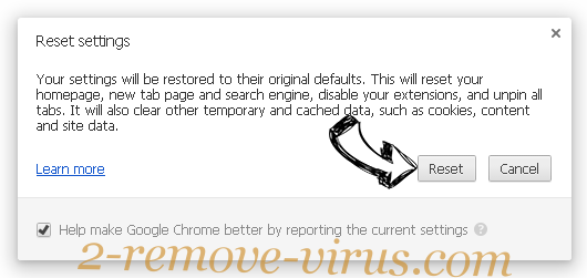 “Your Version Of Bing Search Is Out Of Date” Virus Chrome reset