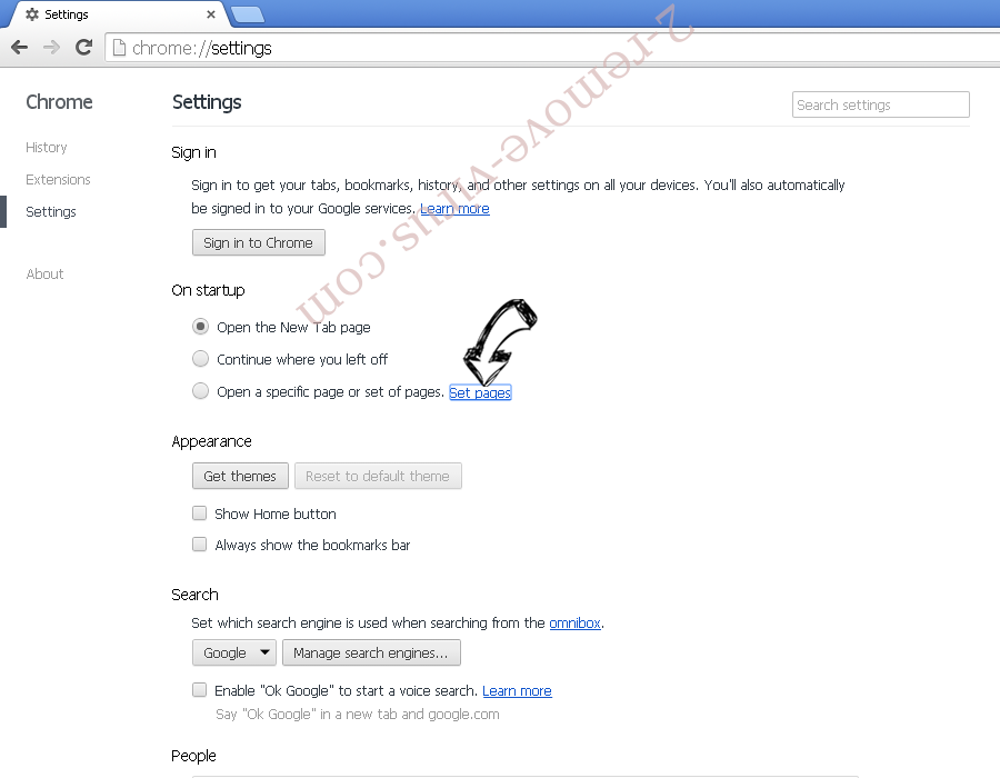 GoWebSearch Chrome settings
