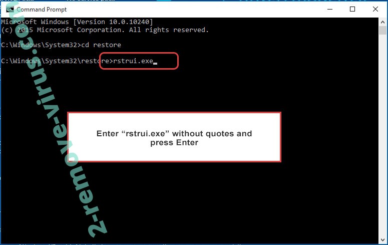 Delete Gula ransomware - command prompt restore execute