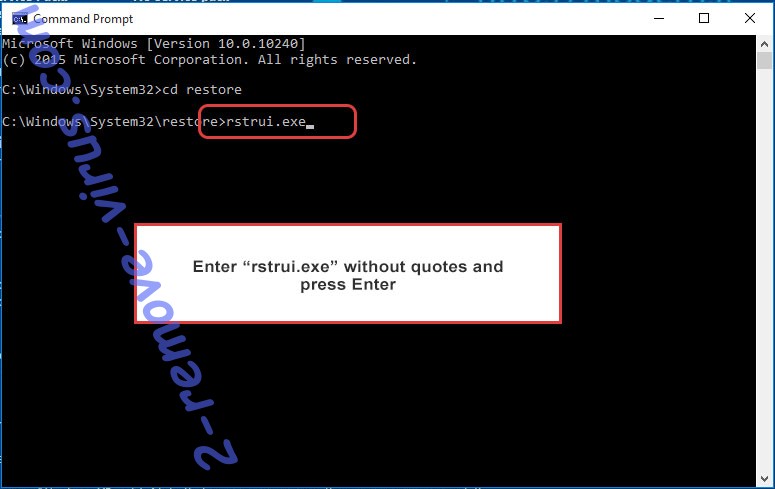 Delete AutoTRON Ransomware - command prompt restore execute
