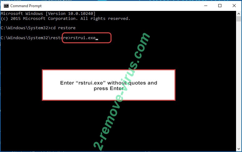 Delete Jhdd Ransomware - command prompt restore execute