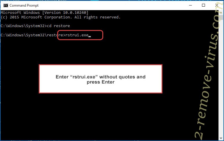 Delete Nitz Ransomware - command prompt restore execute