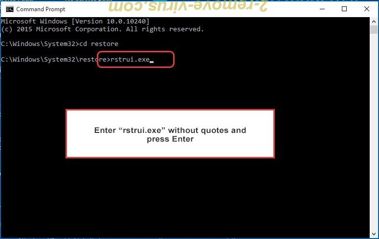 Delete Mpaj ransomware - command prompt restore execute