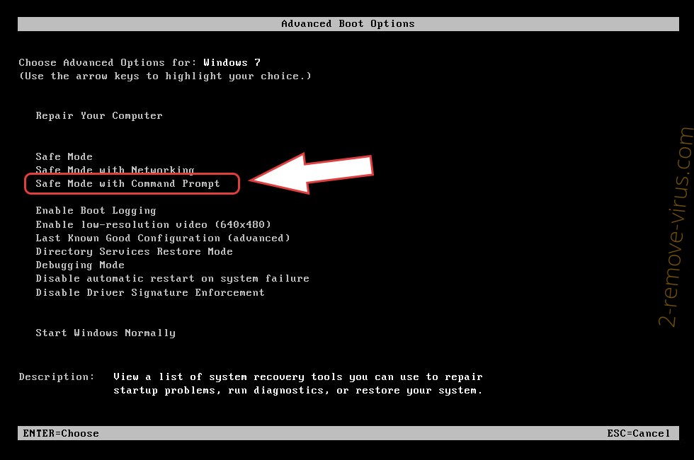 Remove .Sekhmet file ransomware - boot options