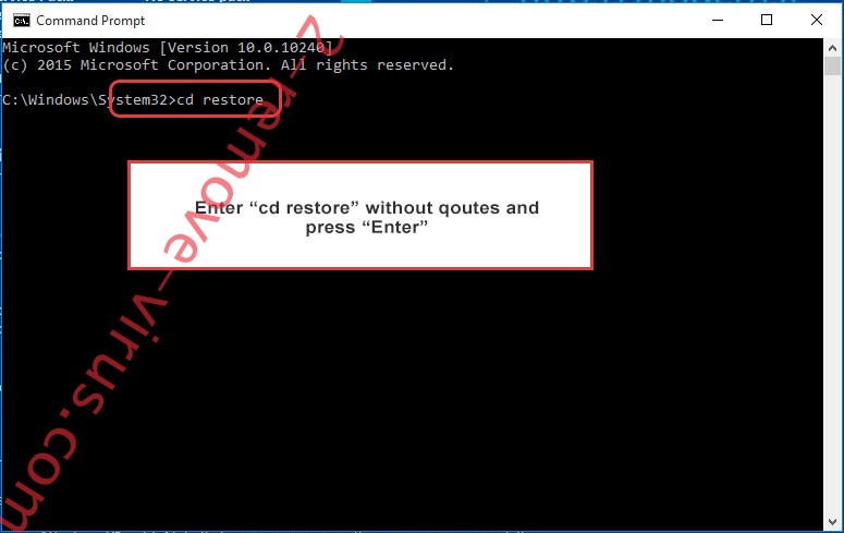 Uninstall Creepy ransomware - command prompt restore