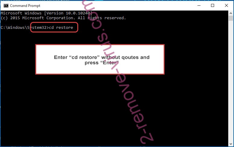 Uninstall Tangem Ransomware - command prompt restore