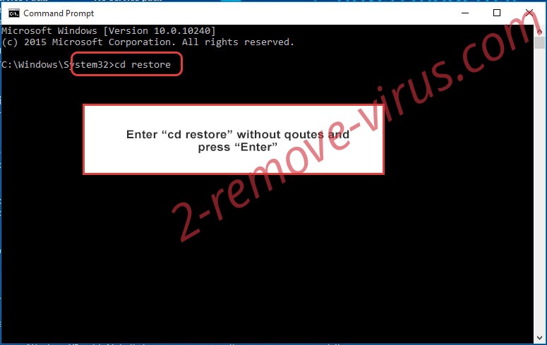 Uninstall Verwijderen CyberThanos - command prompt restore