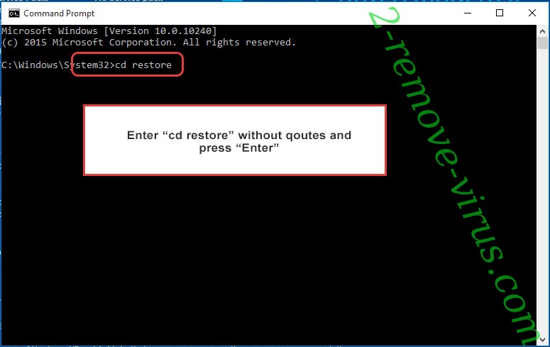 Uninstall MSPLT ransomware - command prompt restore