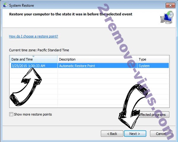 .Mpaj extension ransomware - restore point