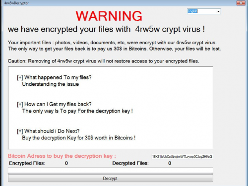 Eliminar 4rw5w ransomware virus