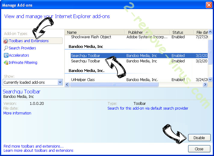 Search.privatesearch.online IE toolbars and extensions
