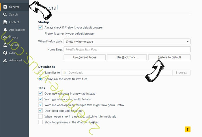 Spiralstab.com Firefox reset confirm