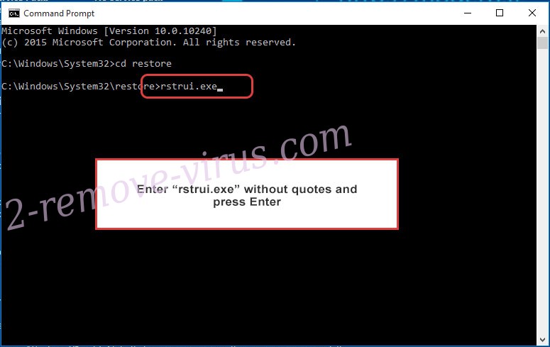 Delete Fatboy ransomware - command prompt restore execute