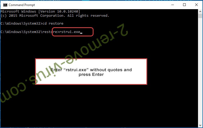 Delete GandCrab Virus - command prompt restore execute