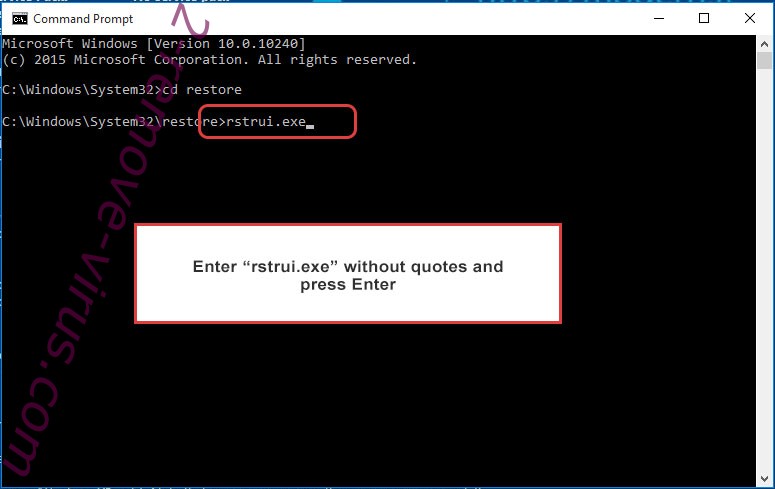 Delete BANG ransomware - command prompt restore execute