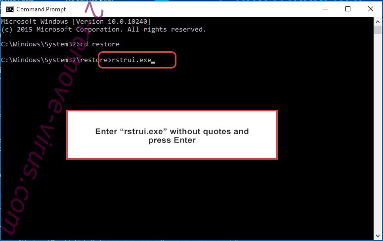 Delete Covm Ransomware - command prompt restore execute