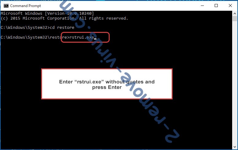 Delete ZORAB ransomware - command prompt restore execute