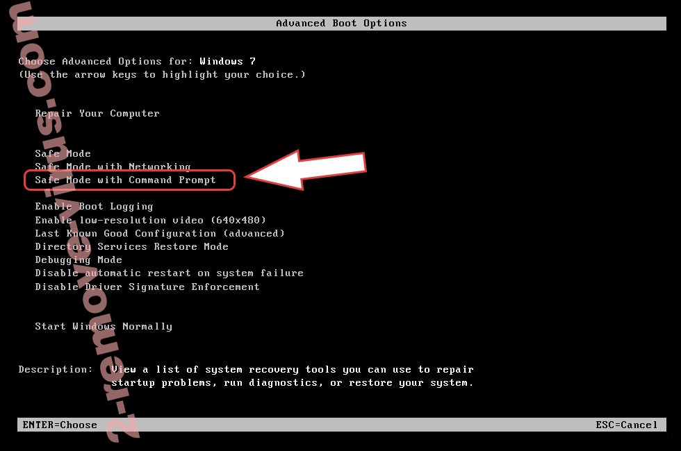 Remove BANG ransomware - boot options