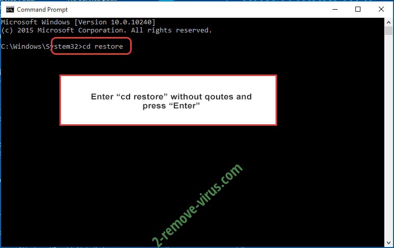 Uninstall Zeropadypt ransomware - command prompt restore