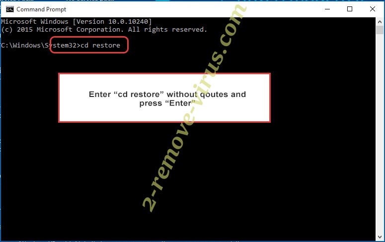 Uninstall Mogera Ransomware - command prompt restore