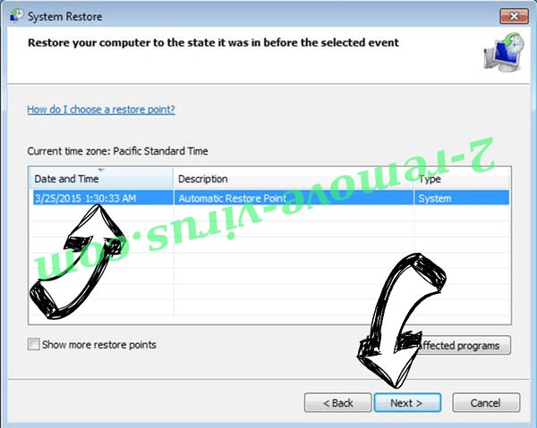 Sijr Ransomware - restore point