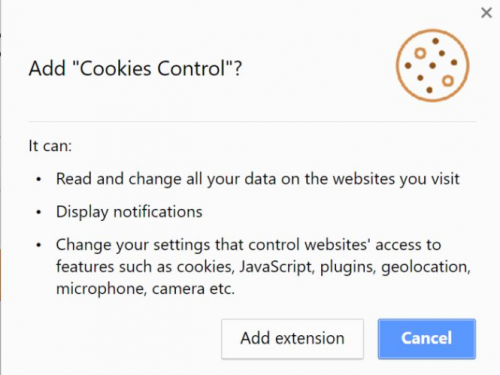 Odstrániť Cookies Control extension