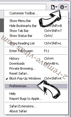 Startfenster Safari menu