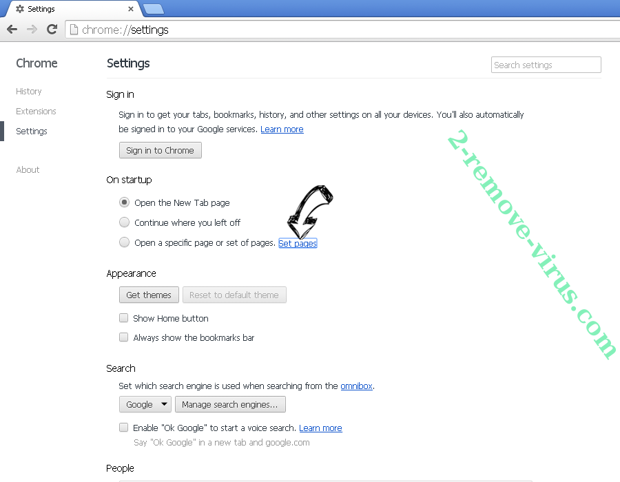 Searchinspired.com virus Chrome settings