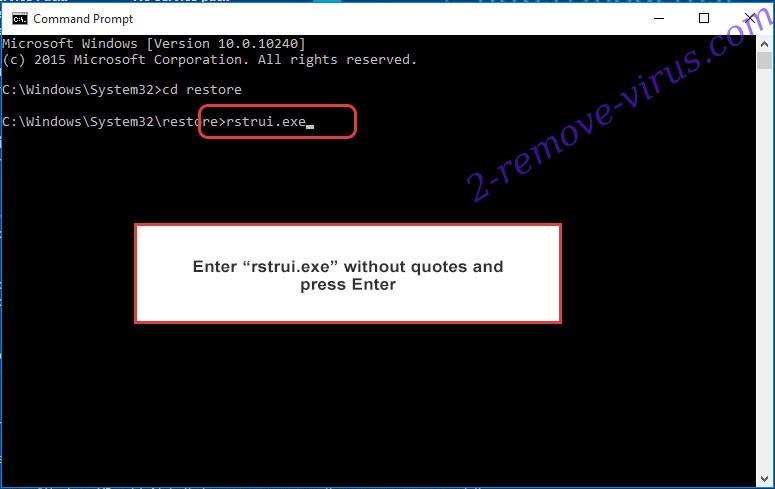 Delete LockCrypt Ransomware - command prompt restore execute