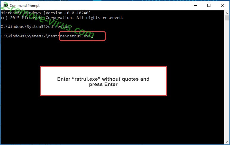 Delete Scarab-FastRecovery Ransomware - command prompt restore execute