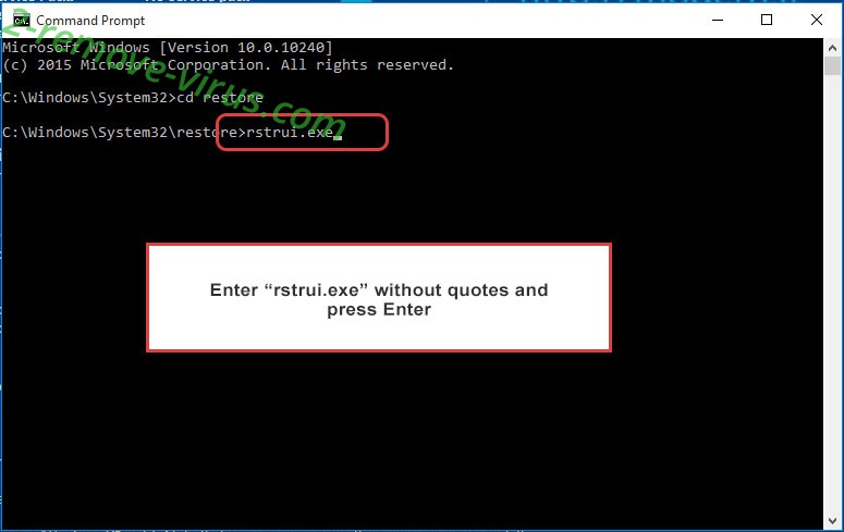 Delete Armageddon ransomware - command prompt restore execute