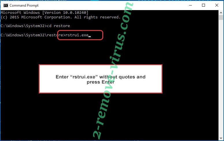 Delete QNBQW ransomware - command prompt restore execute