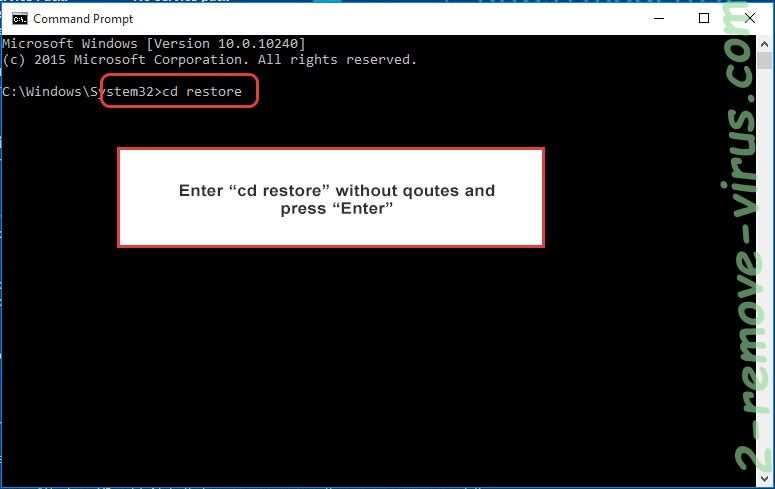 Uninstall NBR Ransomware - command prompt restore