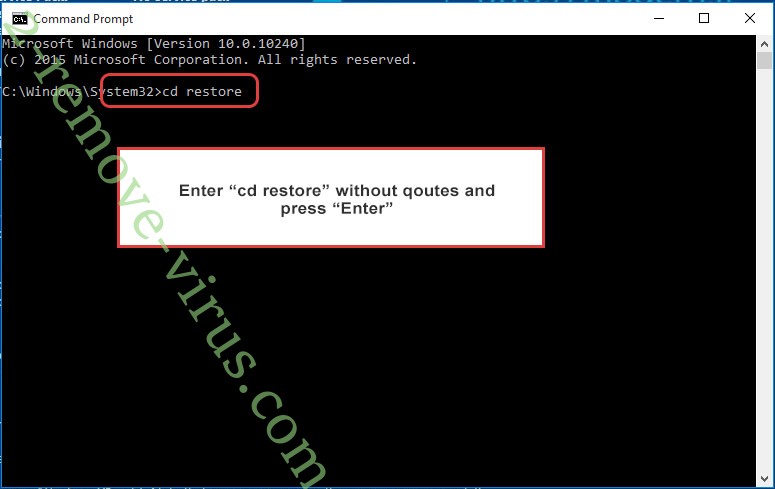 Uninstall Scarab-DiskDoctor Ransomware - command prompt restore